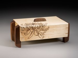 medium maple and walnut anthemon jewelry box